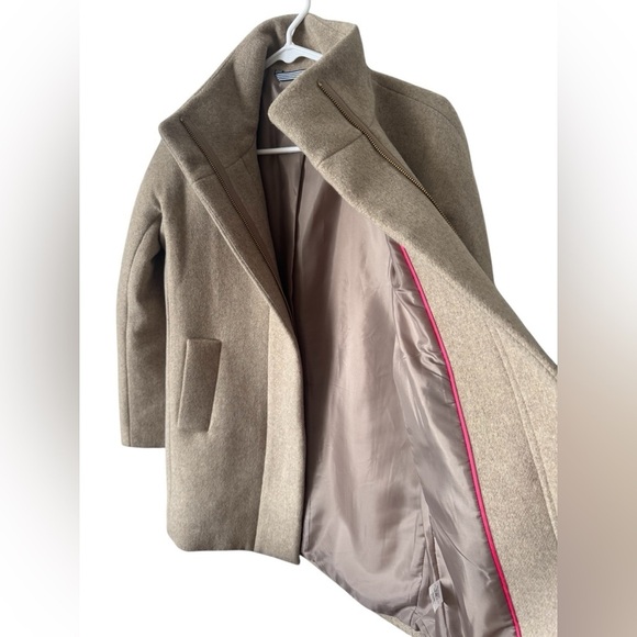 J. Crew Tan Beige Wool Blend City Coat Mid length Womens Sz 0P - Picture 8 of 11